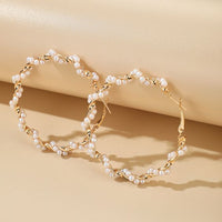 Spiral Pearl Hoop Earrings