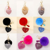 Bling Heart & Fur Ball Keychain