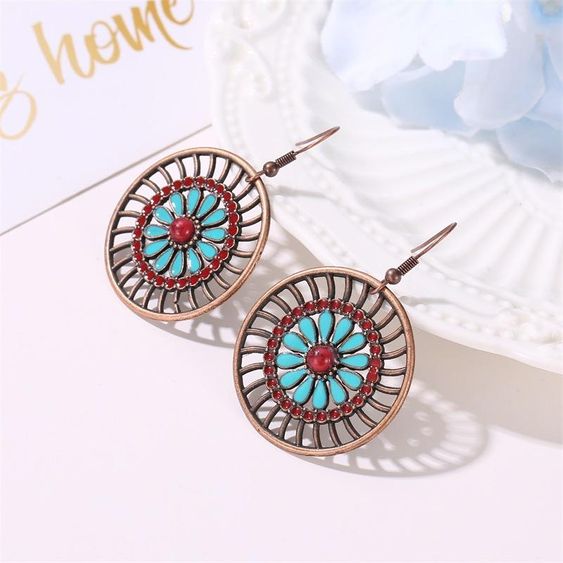 Bohemian Cooper Circle Earrings