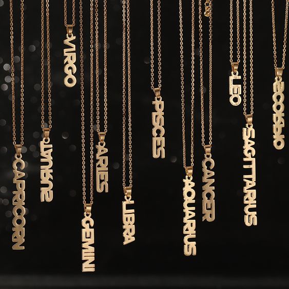 Gold Vertical Zodiac Necklaces