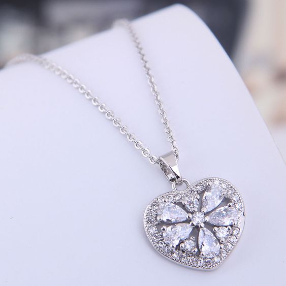 Silver Heart Diamond Necklace