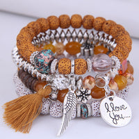 Boho Tassel Wing Bracelet Sets