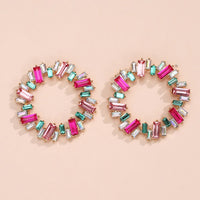 Colorful Circle Diamond Earrings