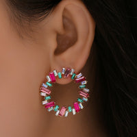 Colorful Circle Diamond Earrings