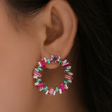 Colorful Circle Diamond Earrings