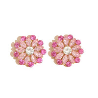 Pink Flower Diamond Earrings