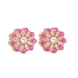 Pink Flower Diamond Earrings