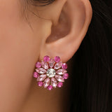 Pink Flower Diamond Earrings