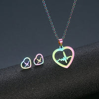 Heartbeat Stainless Steel Necklace Set