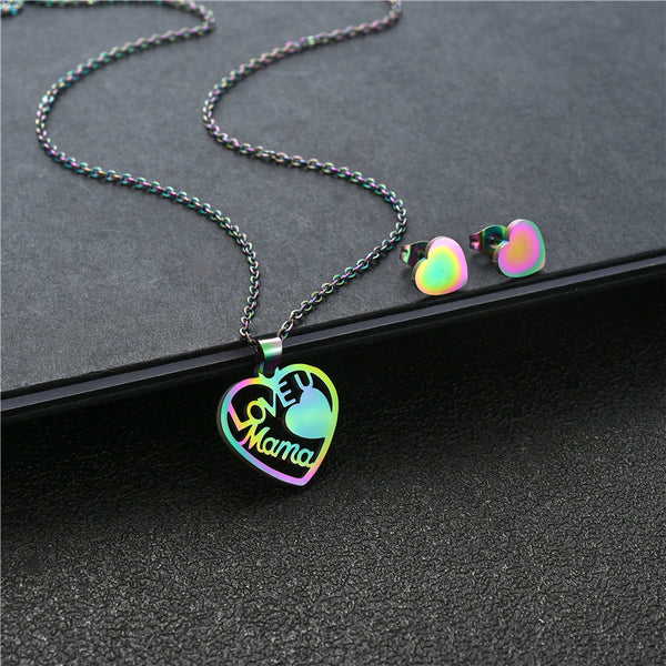 Love U Mama Stainless Steel Necklace Set