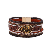 Druzy Drop Multi Layer Leather Bracelet