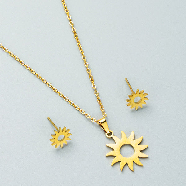 Stainless Steel Flower Necklace Set