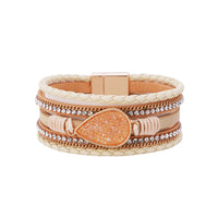 Druzy Drop Multi Layer Leather Bracelet