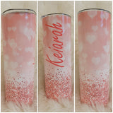 Pink Hearts Personalized Tumbler