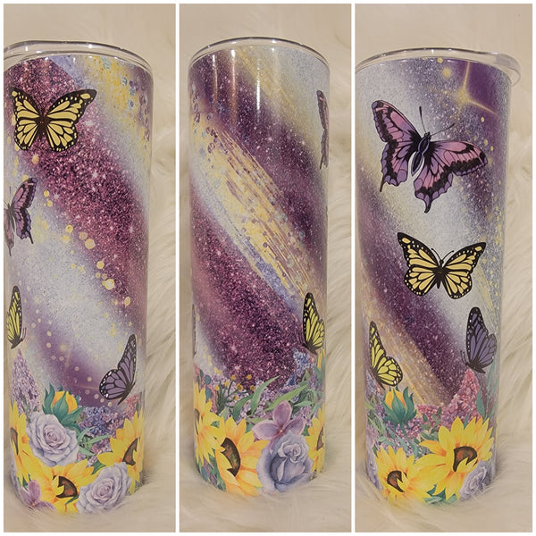 Purple & Yellow Butterflies Tumbler