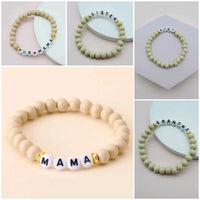 Light Wood Letter Bead Bracelet