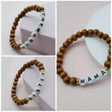 Dark Wood Letter Bead Bracelets