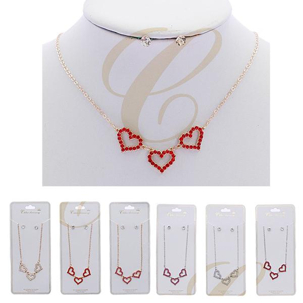 Three Heart Necklace Set