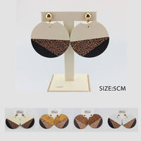 Wooden Circle Animal Print Earrings