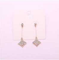 Gold Diamond Shaped Dangle Earrings