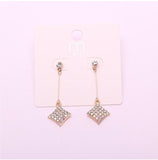 Gold Diamond Shaped Dangle Earrings