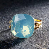 Square Blue Opal Gold Ring