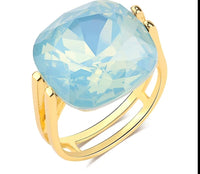 Square Blue Opal Gold Ring