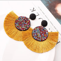 Mustard Tassel Bling Earrings