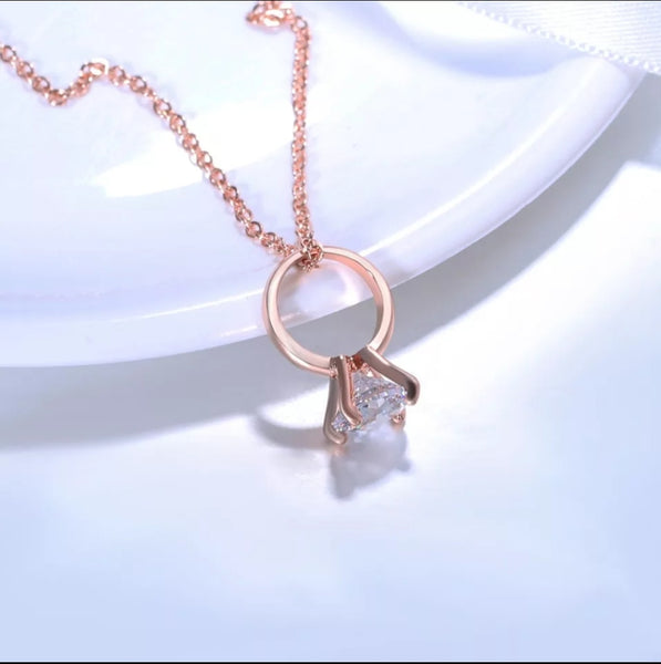 Rose Gold Diamond Ring Necklace