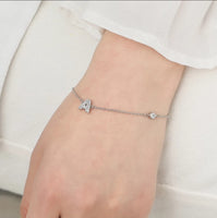 Dainty Initial Silver Bracelet