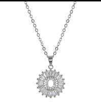 Initial Diamond Silver Necklace