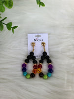 Chakra Lava Bead Earrings Gold Tone