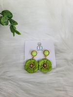 Green Flower Earrings