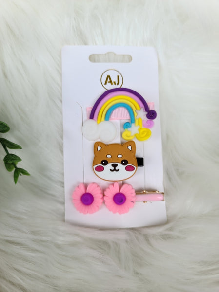 Dog 3 Piece Hair Clip Set