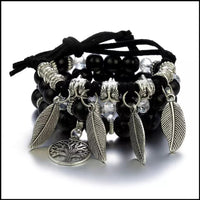 Multi Layer Black Bracelet Set