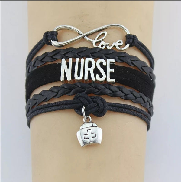 Nurse  Black Multi Layer Bracelet