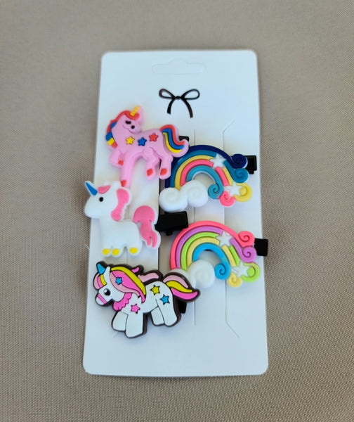 5 pc Unicorn Hair Clip Set