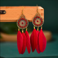 Burgundy Feather Earrings