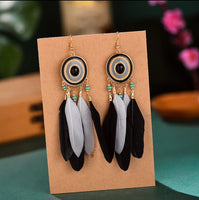 Black & Grey Feather Earrings