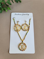 LV Inspired Colorful Gem Necklace Set