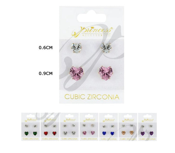 Cubic Zirconia Hearts Earring Set