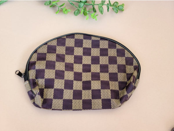 Brown Checker LV Inspired Makeup Bag