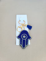 Royal Blue Gem Hamsa Hand Keychain