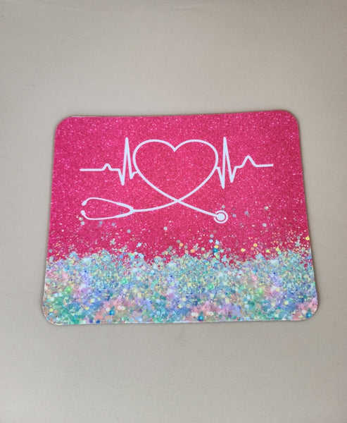 Pink Sparkle Nurse Mouse Pad