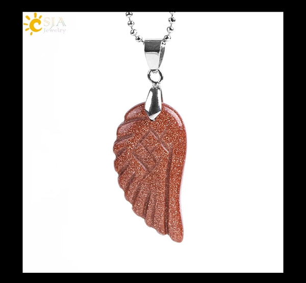 Brown Sand Stone Wing Necklace