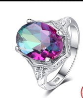 Silver Rainbow Topaz Ring