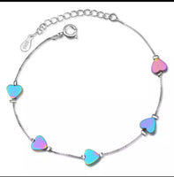 Silver Rainbow Heart Bracelet