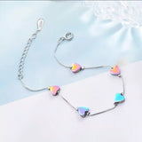 Silver Rainbow Heart Bracelet