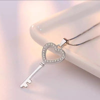 Heart Key Silver Necklace