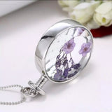 Purple Flower Glass Locket Necklace